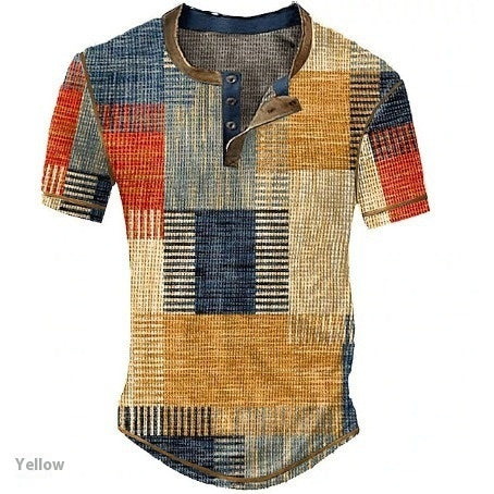 Retro Patchwork Waffle Henley