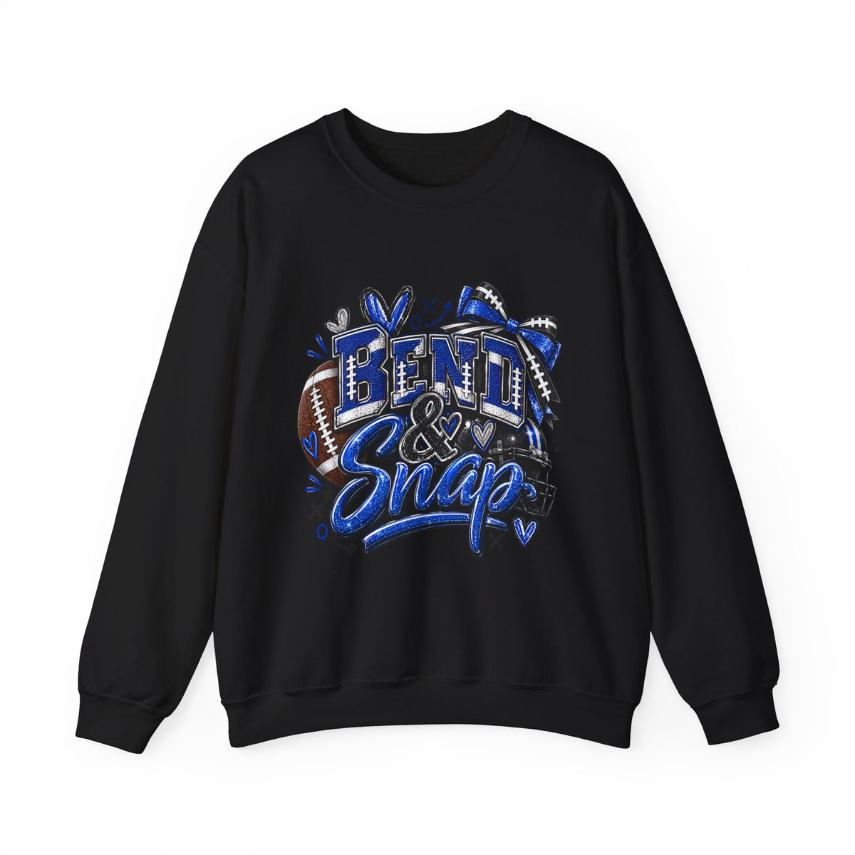 Crewneck Sweatshirt «Bent & Snaps» Football Cheer Graphic – Blue Ribbon Spirit Pullover