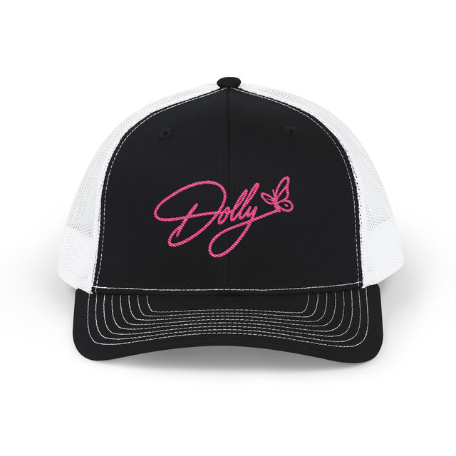 The Custom/Embroidered Dolly Darling Trucker Hat – Pink Script