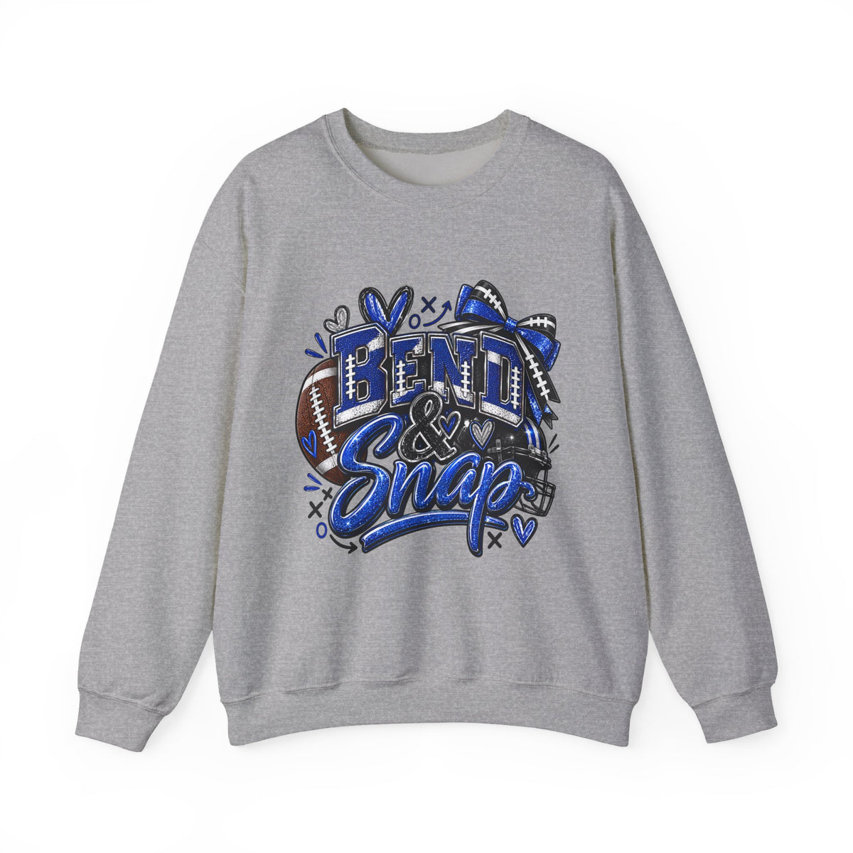 Crewneck Sweatshirt «Bent & Snaps» Football Cheer Graphic – Blue Ribbon Spirit Pullover