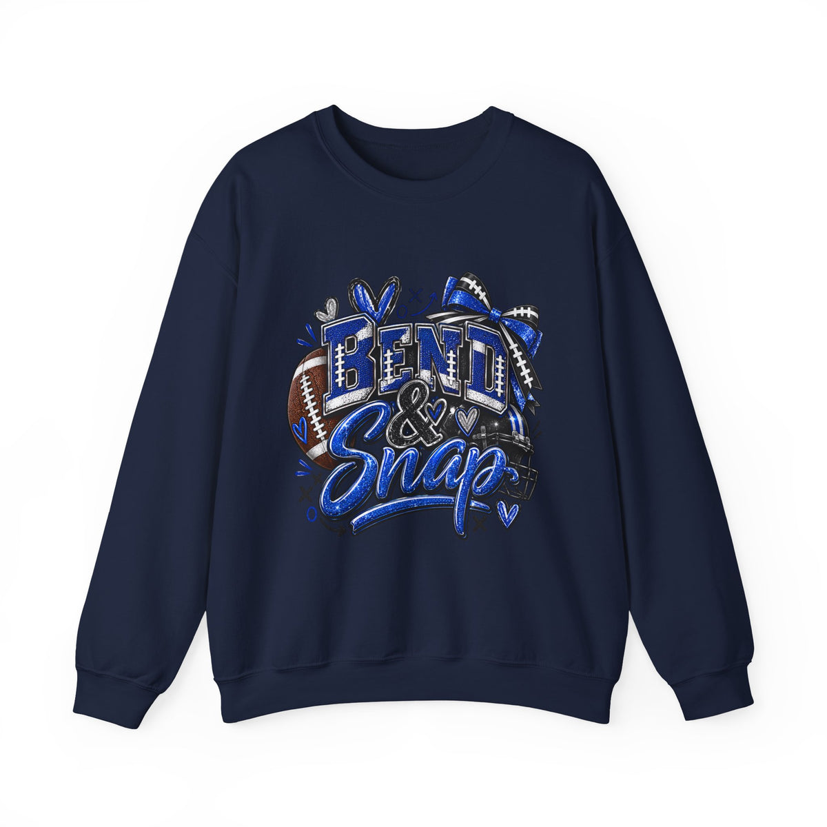 Crewneck Sweatshirt «Bent & Snaps» Football Cheer Graphic – Blue Ribbon Spirit Pullover