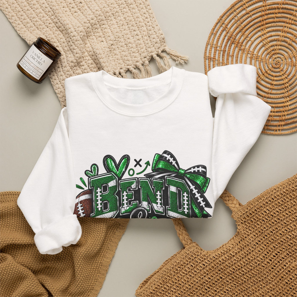 Crewneck Sweatshirt - Bend & Snap Cheerleader Football Design