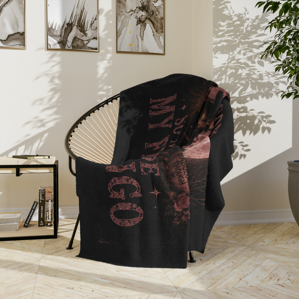 Custom Witchy Flamingo “My Broom Broke” Cozy Throw Blanket