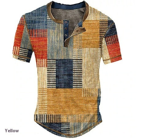 Retro Patchwork Waffle Henley