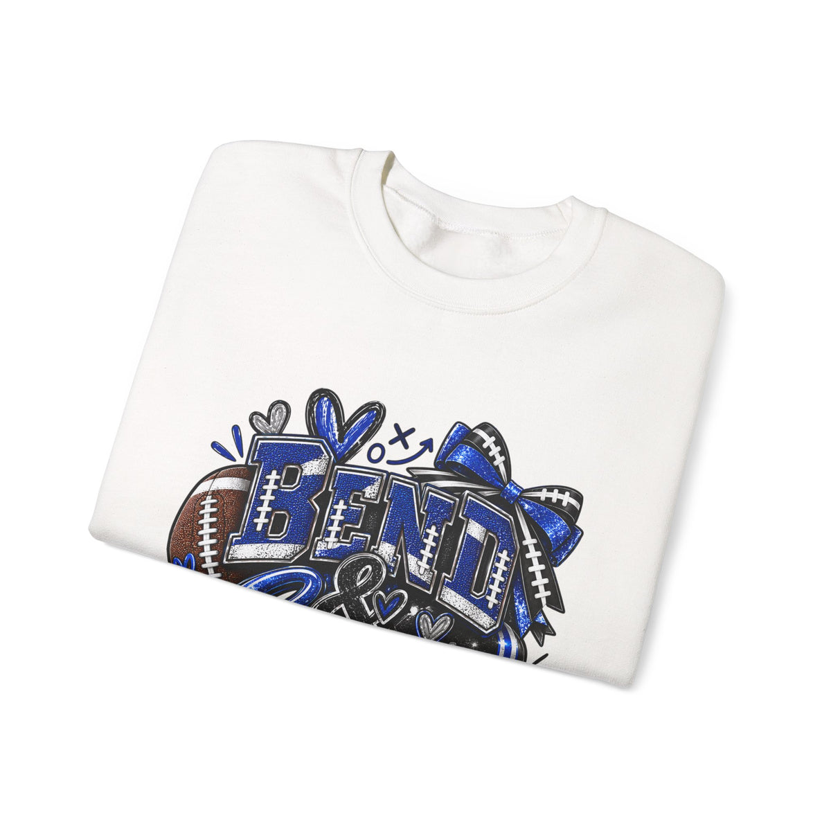 Crewneck Sweatshirt «Bent & Snaps» Football Cheer Graphic – Blue Ribbon Spirit Pullover