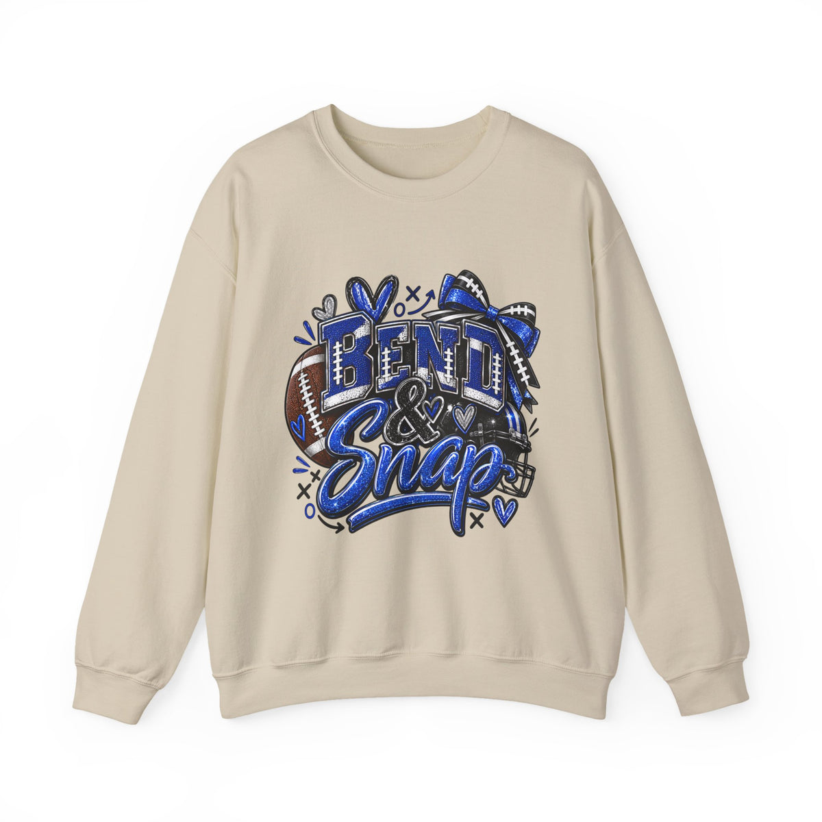 Crewneck Sweatshirt «Bent & Snaps» Football Cheer Graphic – Blue Ribbon Spirit Pullover