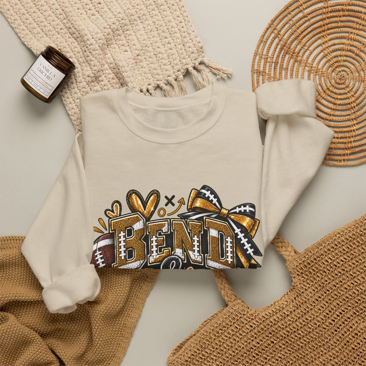 Bend & Snap Crewneck Sweatshirt — Retro Cheerleader Football Design