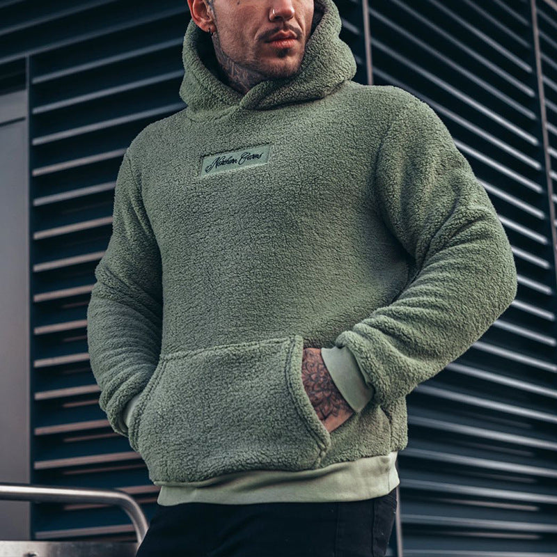 Men’s Plush Hooded Pullover – Cozy Fleece Sweatshirt