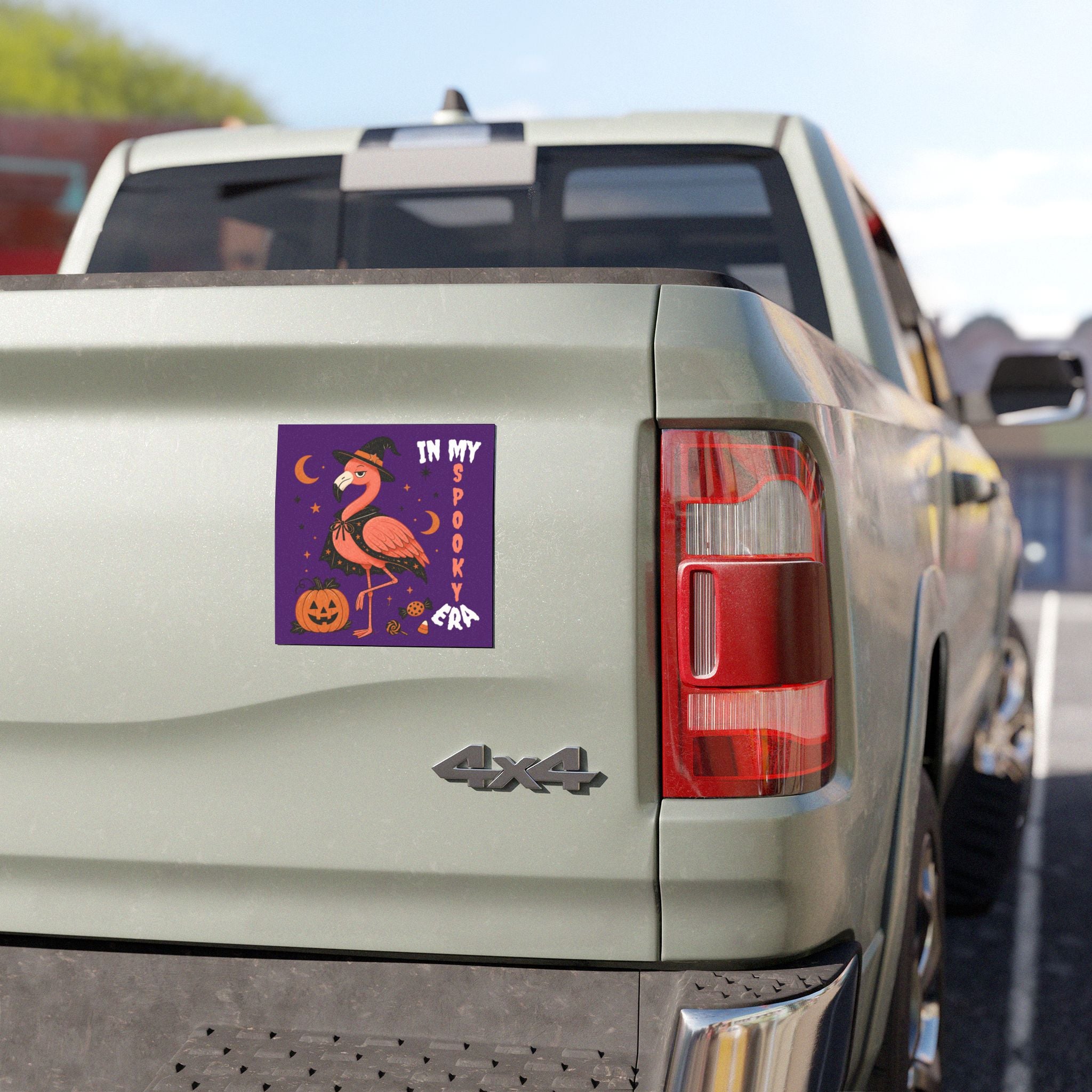 Custom Halloween Flamingo Car Magnet - "In My Spooky Era" Pumpkin & Candycorn Sticker