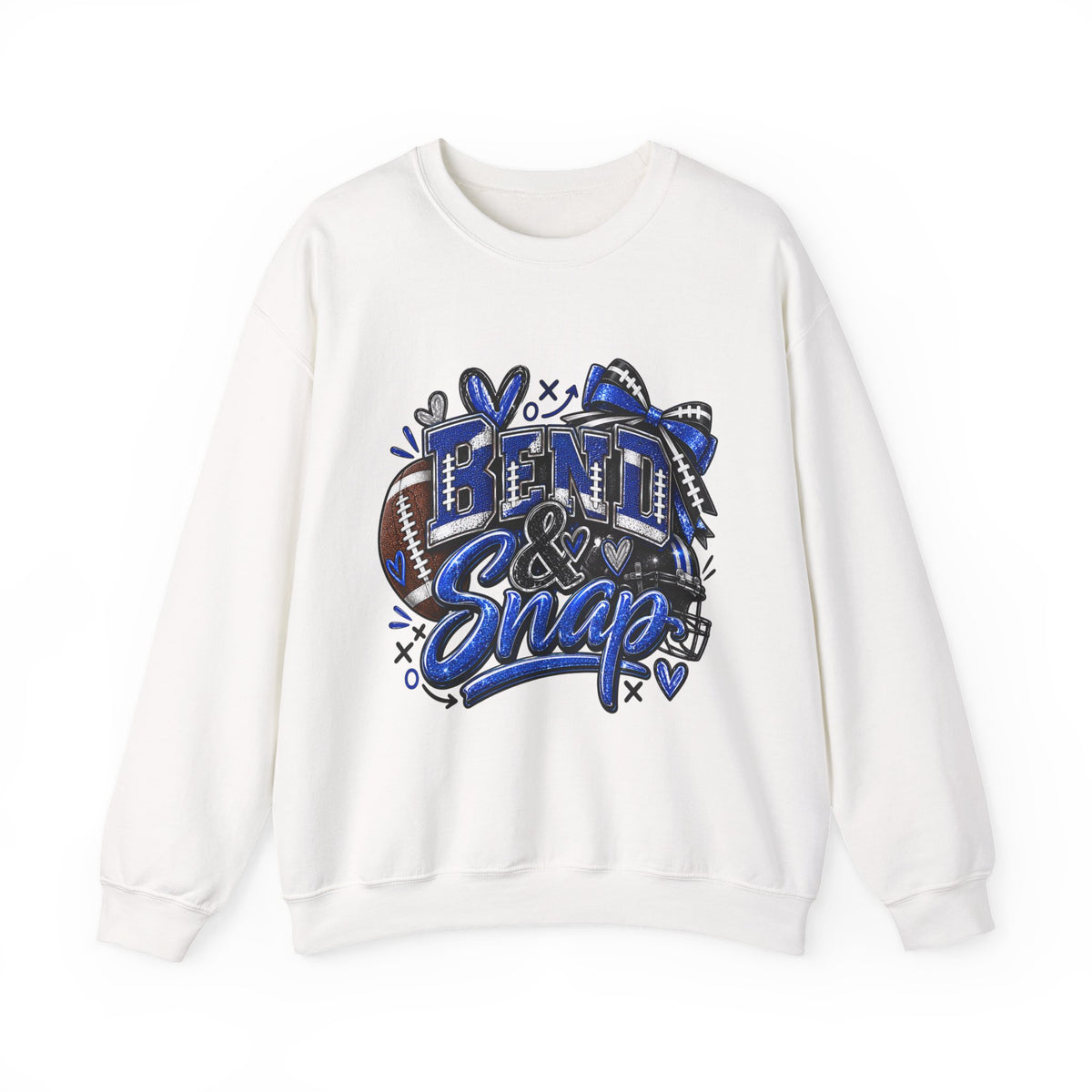 Crewneck Sweatshirt «Bent & Snaps» Football Cheer Graphic – Blue Ribbon Spirit Pullover