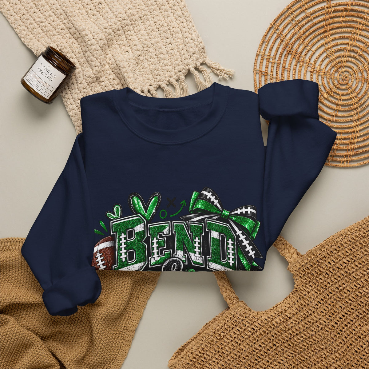 Crewneck Sweatshirt - Bend & Snap Cheerleader Football Design