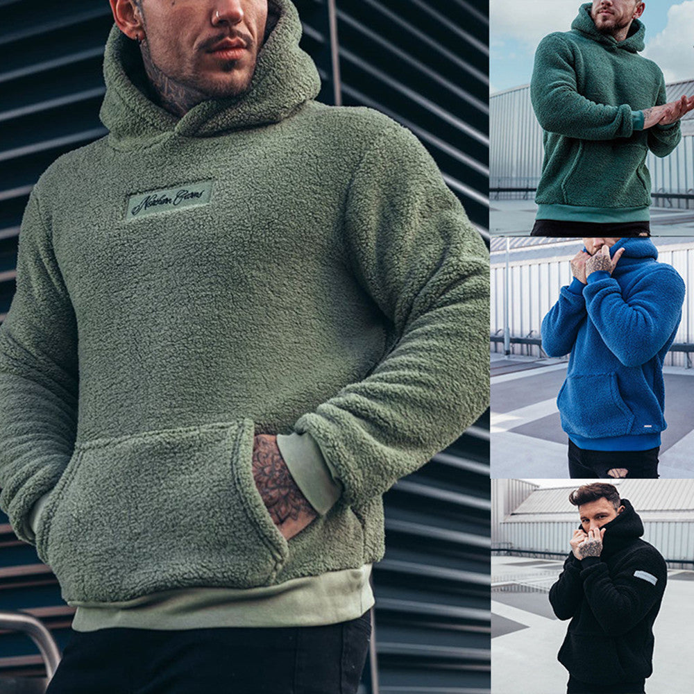 Men’s Plush Hooded Pullover – Cozy Fleece Sweatshirt