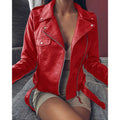 Plus Women's Short Coat PU Motorcycle Clothing Slim Winter Leather Jacket