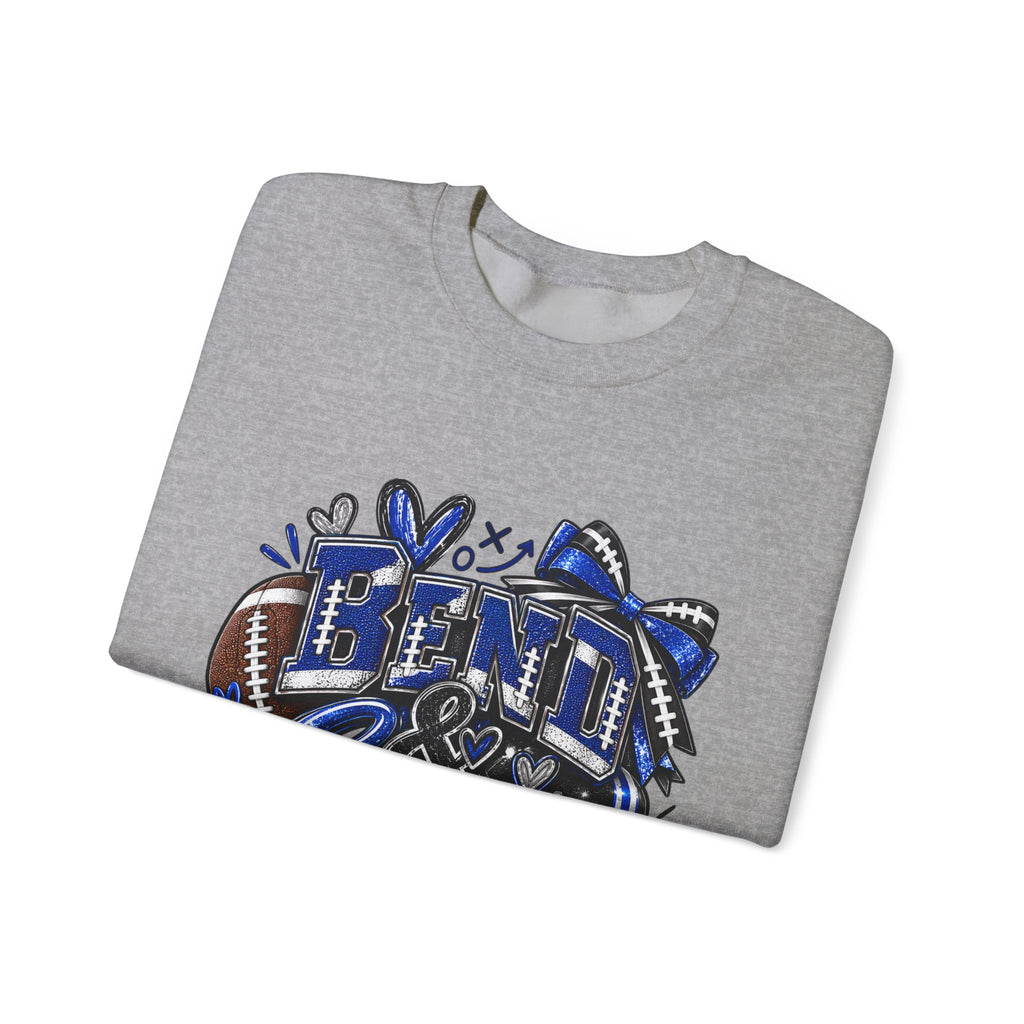 Crewneck Sweatshirt «Bent & Snaps» Football Cheer Graphic – Blue Ribbon Spirit Pullover