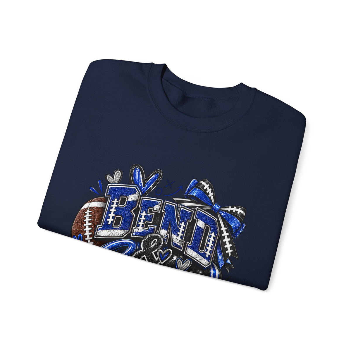 Crewneck Sweatshirt «Bent & Snaps» Football Cheer Graphic – Blue Ribbon Spirit Pullover
