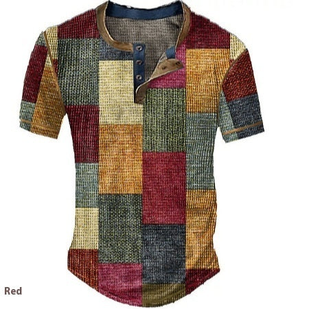Retro Patchwork Waffle Henley