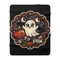 Custom Halloween Ghost Sherpa Blanket — Cute 'Boo!' Pumpkin Fleece Throw