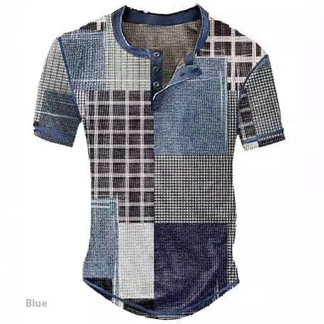 Retro Patchwork Waffle Henley