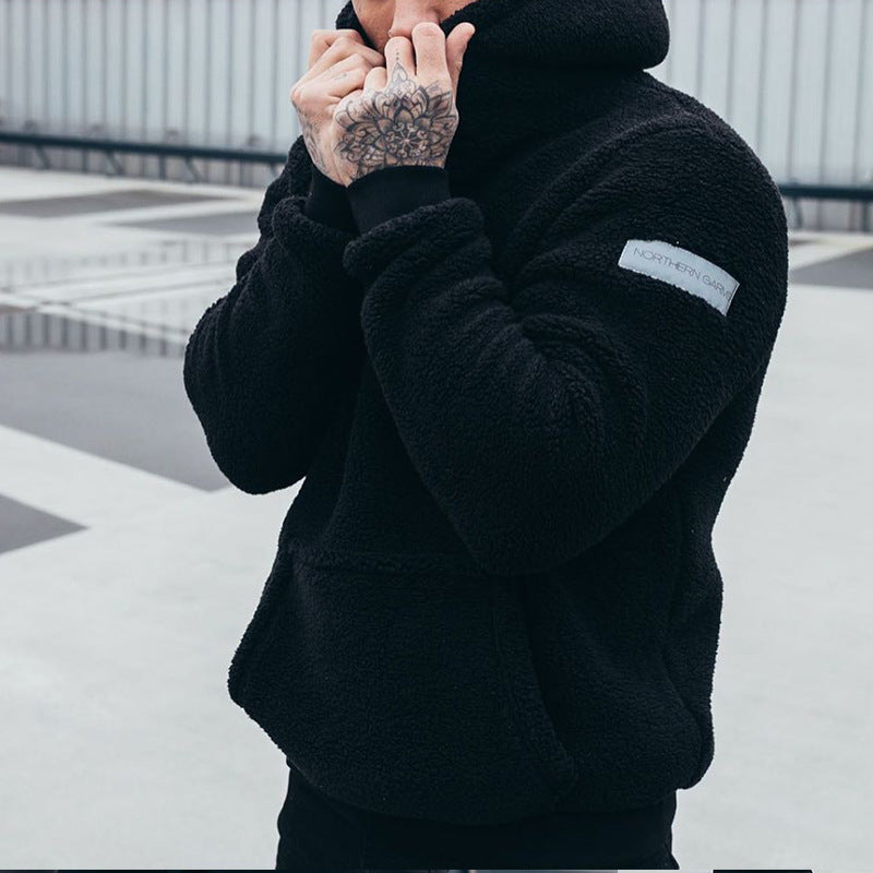 Men’s Plush Hooded Pullover – Cozy Fleece Sweatshirt