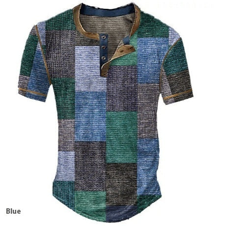 Retro Patchwork Waffle Henley